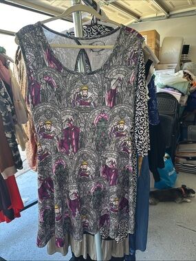 Disney Malificent Grey & Purple Graphic A-Line Tunic Dress